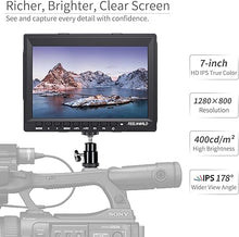 Load image into Gallery viewer, FEELWORLD FW759 7 Inch DSLR Camera Field Monitor with F550 2200mAh Battery HD Video Assist Slim IPS 1280x800 4K HDMI 1080p
