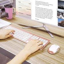 Load image into Gallery viewer, Wireless Keyboard and Mouse Combo - Full Size Slim Thin Wireless Keyboard Mouse with Numeric Keypad 2.4G Stable Connection Adjustable DPI - Rose Gold & White