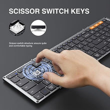 Load image into Gallery viewer, ProtoArc Foldable Bluetooth Keyboard, XK01 Folding Wireless Portable Keyboard with Numeric Keypad, Full-Size Travel Keyboard for iPad Tablet Smartphone Laptop PC Windows iOS Android, Space Gray