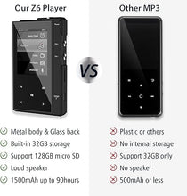 Load image into Gallery viewer, 32GB MP3 Player with Bluetooth 5.0, Phinistec Z6 Digital Audio Player with Loud Speaker, 2.4’’ IPS Super Battery Life Music Player with FM Radio, E-Book, Music Alarm Support up to 256GB