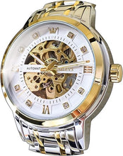 Load image into Gallery viewer, OLEVS Men’s Gold Skeleton Watch Automatic Mechanical self Winding Luxury Dress Stainless Steel Waterproof Luminous Wrist Watches
