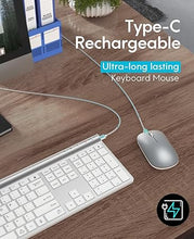 Load image into Gallery viewer, Wireless Keyboard and Mouse Combo, CHESONA Bluetooth Rechargeable Full Size Multi-Device (Bluetooth 5.0+3.0+2.4G) Wireless Keyboard Mouse Combo for Mac OS/iOS/Windows/Android (White)