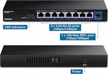Load image into Gallery viewer, TRENDnet 9-Port Unmanaged 2.5G Switch with 10G SFP+Port, TEG-S5091, 8 x 2.5GBASE-T Ports, 60Gbps SwitchingCapacity, Fanless, Wall Mountable,Lifetime Protection,Black