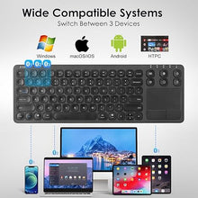 Load image into Gallery viewer, SANWA Multi Device Bluetooth Keyboard with Touchpad, Rechargeable Keypad with Trackpad for Laptop Desktop Computer PC iPad/iPhone Tablet, Compatible with MacBook, Windows, Android, iOS, Black