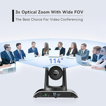 Load image into Gallery viewer, Tenveo All-in-One Conference System 3X Optical Zoom PTZ Camera with Bluetooth Speakerphone Upgraded System Audio and Video Output USB3.0/HDMI/RS485/RS232 Works with Zoom Skype Teams for Room Meeting