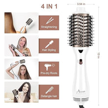 Load image into Gallery viewer, One Step Dryer & Volumizing Hot Air Brush, Blow Dryer, Ceramic Straightener, Curler & Hot Comb 4 in 1 Salon Ionic Hair Styling Tools, White