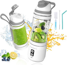 Load image into Gallery viewer, Portable Blender, Portable Personal Blender Smoothies 24oz 300W Travel Blender USB-C Rechargeable Blender Portable Blender Shakes Frozen Drinks BPA-Free Gym/Kitchen(Grey White)