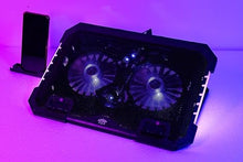 Load image into Gallery viewer, RGB Laptop Cooling Pad 17-12Inch 4Fans (Customized RGB Sidelight with Switch, Laptop Fan Speed Adjustable, 5 Heights Adjustment with Phone Holder) Fit Apple MacBook Laptop Fan Cooling Pad