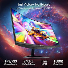 Load image into Gallery viewer, Sceptre 27-inch Curved Gaming Monitor up to 240Hz DisplayPort HDMI 1ms 99% sRGB Build-in Speakers, R1500 Machine Black 2023 (C275B-FWT240)