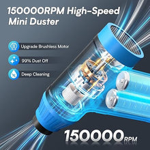 Load image into Gallery viewer, Electric Compressed Air Duster - Electric Air Duster for PC Air Blower for Cleaning Computer Rechargeable Mini Blower 150000 RPM Cordless Electric Duster Keyboard Vacuum