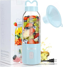 Load image into Gallery viewer, Smoothie Blender,Personal Blender with Funnel, Portable Blender for Shakes and Smoothies, 6 Stainless Steel Blades for Powerful Blending Performance,175W Blue (Blue)