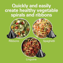 Load image into Gallery viewer, Hamilton Beach 3-in-1 Electric Vegetable Spiralizer for Veggie Noodles, Zoodle Maker & Slicer With 3 Cutting Cones for Spaghetti, Linguine, and Ribbons, 6-Cups, Black (70930)