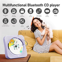 Load image into Gallery viewer, CD Player Portable Bluetooth 5.1 Desktop CD Player with HiFi Sound Speakers,Remote Control,Dust Cover,LED Display,Boombox FM Radio,USB/AUX for Home,Kids (Purple)