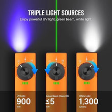 Load image into Gallery viewer, OLIGHT Arkfeld Pro Rechargeable EDC Flashlight with Green Beam, UV Light and White LED Combo, 1300 Lumens Portable Flat Flashlights, Triple Light Sources Pocket Lights for Working (Orange CW)