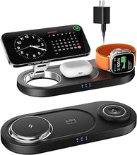 Load image into Gallery viewer, 2024 Upgraded 3 in 1 Wireless Charger, Nano Magnetic iPhone Charging Station for Apple Devices, Fast Mag Safe Charging Pad for iPhone 16/15/14/13/12 Series & AirPods Pro & Apple Watch Series, Black