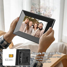 Load image into Gallery viewer, 8-Inch Digital Picture Frame with WiFi, Wood Finish Frame Smart Digital Photo Frame HD IPS Touch Screen with 16GB Storage – Easy Photo & Video Sharing from Anywhere – Ideal Gift for Family, Black