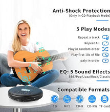 Load image into Gallery viewer, ARAFUNA Portable CD Player with Dual Stereo Speakers, Rechargeable CD Player for Car with Anti-Skip Protection, Walkman CD Player with Headphones and AUX Cable