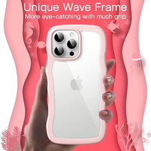 Load image into Gallery viewer, JETech Wavy Case for iPhone 16 Pro Max 6.9-Inch, Cute Wave Frame Curly Shape Shockproof Phone Cover for Women and Girls, Clear Hard PC Back (Pink)