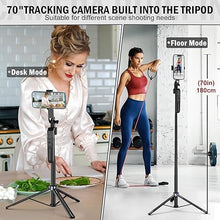 Load image into Gallery viewer, Auto Face Tracking Tripod 360 Rotation with Stand,Android and iPhone Tripod Holder with Remote and Gesture Control, No App,Built-in Tracking Camera Selfie Stick Tripod for Vlog Video Recording Tiktok