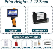 Load image into Gallery viewer, P19 Handheld Inkjet Printer for Any Surface, Portable 360° All-Round Coding Machine Print Height 2-12.7mm for Date/Time/Barcode/QR Code/Logo, with Cartridge(Anti-Slip Handle, Upgrade Version)