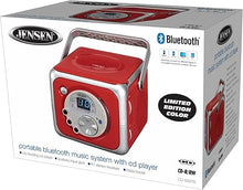Load image into Gallery viewer, Jensen CD-555RS Red CD Bluetooth Boombox Portable Bluetooth Music System with CD Player +CD-R/RW & FM Radio with Aux-in & Headphone Jack Line-in Limited Edition- (Red)