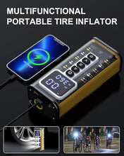 Load image into Gallery viewer, Tire Inflator Portable Air Compressor - Air Pump for Car Tires Battery Powered & 150PSI, Electric Tire Pump 12V DC Dual Power Supply, Tire Pressure Gauge, 5X Fast Inflation for SUVs, Bikes, Balls