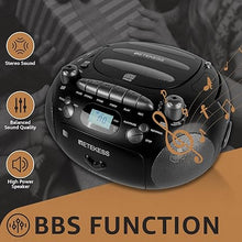 Load image into Gallery viewer, Retekess TR630 CD Cassette Player, Boombox CD Player AM FM Radio, Recording Transcription, USB, Micro SD, LCD Display, for Family