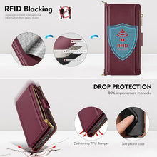 Load image into Gallery viewer, Antsturdy Compatible with Samsung Galaxy S25 Ultra Wallet Case for Women?RFID Blocking? Crossbody Phone Case PU Leather Zipper with Wrist Strap Flip Cover Credit Card Holder for S25 Ultra,Wine Red
