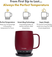 Load image into Gallery viewer, Nextmug - Temperature-Controlled, Self-Heating Coffee Mug (Burgundy - 14 oz.)
