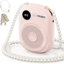 Load image into Gallery viewer, Voice Amplifier for Teacher,Portable Wired Voice Amplifier with Microphone Headset and Speaker,Rechargeable Mini Voice Amplifier for Classroom,Speech,Training,Tour Guide,Pearl Chain Design (Pink)