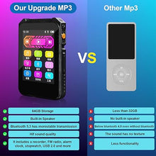 Load image into Gallery viewer, 64GB Mp3 Player Bluetooth 5.3 with 2.4" Full Touch Screen,ZOLQX Portable Digital Music Player with Speaker,FM Radio, HiFi Lossless Sound, Voice Recording e-Book, Support up to 128GB (Black)