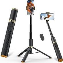 Load image into Gallery viewer, 62" Phone Tripod & Selfie Stick, Tripod for iPhone with Remote, Portable, Lightweight Travel Tripod for Selfies Video Recording Vlog, Extendable Phone Tripod Stand Compatible with iPhone Android