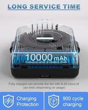 Load image into Gallery viewer, Portable Fan 10000mAh Rechargeable, Mini Waist Fan With Max 24H Working Time, 3 Speeds 5100RPM Strong Airflow Wearable Personal Clip Fan Belt Fan for Outdoor, Jobsite, Farms, Traveling, Fishing