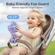 Load image into Gallery viewer, GUSGU Stroller Fan Clip on for Baby, Flexible Tripod & Rechargeable Battery, Small Personal Fan, Mini Portable Fan for Travel, Handheld, Car (Purple)