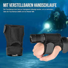 Load image into Gallery viewer, Trustfire DF006 Dive Light, 2300 Lumen Diving Flashlight, 100 Meters Scuba Diving Flashlight, IPX8 Waterproof Underwater Flashlight, 3 Modes Dive Lights Scuba Diving with Scuba Flashlight Holder Glove