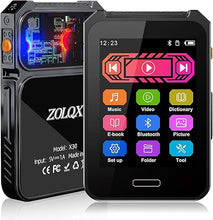 Load image into Gallery viewer, 64GB Mp3 Player Bluetooth 5.3 with 2.4" Full Touch Screen,ZOLQX Portable Digital Music Player with Speaker,FM Radio, HiFi Lossless Sound, Voice Recording e-Book, Support up to 128GB (Black)