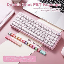 Load image into Gallery viewer, YUNZII B68 Wireless Mechanical Keyboard,Tri-Mode BT5.0/2.4GHz/USB-C Hot Swappable Gasket Creamy Keyboard, RGB Backlit NKRO, Cute Keyboard for Win/Mac (Pink, Milk V2 Switch)
