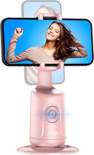 Load image into Gallery viewer, Auto Tracking Phone Holder, Auto Face Tracking Tripod, Portable All-in-one Smart Selfie Stick 360 Rotation Fast Face & Object Tracking Cameraman Robot Mount for Phone Video Vlog Live Streaming(Pink)