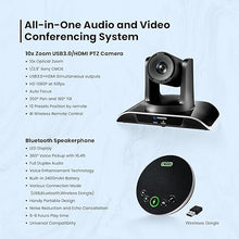 Load image into Gallery viewer, 10x Zoom Conference Room Video Camera System, All-in-One HD 1080P 60fps 10X Optical Zoom USB3.0 HDMI PTZ Camera and Bluetooth Conference Speaker with Microphones Bundle for Medium Room