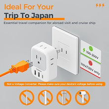 Load image into Gallery viewer, TESSAN 2 Prong to 3 Prong Adapter, Multi Plug Outlet Extender with 4 Outlets 3 USB Ports(1 USB C), Type A Travel Plug Converter for US to Japan, Philippines, Canada, Mexico, China, Thailand, Anguilla