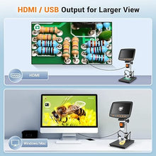 Load image into Gallery viewer, Digital Microscope with 7" LCD Screen,1500X Magnification Soldering Microscope with HDMI,Coin Microscope with 12MP Image Sensor,Windows/Mac/TV Compatible?32GB Card?