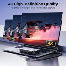 Load image into Gallery viewer, UGREEN 4K@60Hz Capture Card, Ultra HD HDMI Video Capture Card 1080P@240Hz USB 3.0 Ultra-Low Latency with VRR and HDR for Streaming, Gaming, Recording Compatible with iPad, Switch, PS5, Xbox, PC, Mac