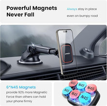 Load image into Gallery viewer, APPS2Car Magnetic Phone Car Mount, Dashboard Windshield Industrial-Strength Suction Cup Car Phone Mount Holder with Adjustable Telescopic Arm,6 Strong Magnets, for Cell Phones(Metal Sticker Need)