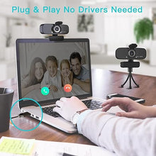 Load image into Gallery viewer, 1080P HD Webcam with Microphone for Desktop, USB Computer Camera with Web Cam Cover&Web Camera Stand, 110-degree Wide Angle Streaming Webcam for PC Zoom/Video Calling/Gaming/Conferencing