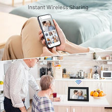 Load image into Gallery viewer, Anna Bella Digital Picture Frame 10.1 Inch IPS HD Touch Screen WiFi Smart Digital Photo Frame with 16GB Storage, Auto-Rotate, Easy Setup to Share Photos or Videos Remotely via AiMOR APP Black
