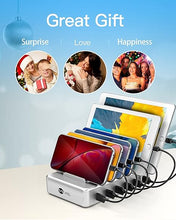 Load image into Gallery viewer, Charging Station for Multiple Devices - 6 Port Fast Charging Station for iPhone iPad Android and Tablet - Multi Charging Station - Phone Charging Station with 6 Mixed Cables Included(UL Certified)