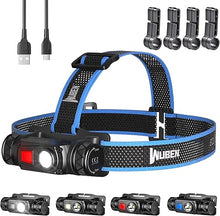 Load image into Gallery viewer, WUBEN H1 Rechargeable Headlamp, 1200 High Lumen Ultra Bright LED Head Lamp, 11 Modes 180°Adjustable IP68 Headlight with Red Light for Outdoors Camping Hunting Hiking Running Fishing Gear