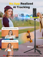 Load image into Gallery viewer, Gimbal Stabilizer Face Tracking Without APP, 4 in 1 RGB Light Stabilizer, Portable Phone Tripod, Stabilizer for iPhone&Android, Extension 108cm, AOCHUAN M2PRO Black