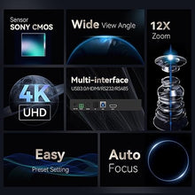 Load image into Gallery viewer, Tenveo UHD 4K PTZ Conference Room Camera 12X Optical Zoom USB3.0/HDMI Wide View Angle, 4K PTZ Camera for Video Conference Church Services Worship Events,Skype/Zoom/OBS/YouTube Live Streaming
