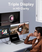 Load image into Gallery viewer, Docking Station Dual Monitor, Baseus 7 in 1 Laptop Docking Station 3 Monitors, USB C HUB with 4K HDMI, VGA, 100W PD, 3 USB for iPhone 15/MacBook/Dell/HP